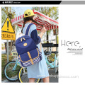 school bag navel blue vintage cotton canvas backpack